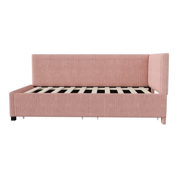 Polstret fløjl sovesofa 90 x 200 cm - 2 skuffer - med lamelbund - rød