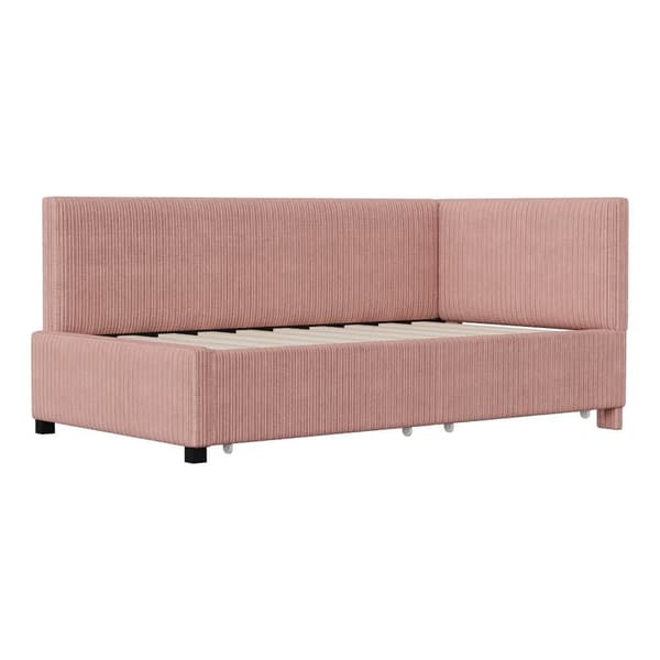 Polstret fløjl sovesofa 90 x 200 cm - 2 skuffer - med lamelbund - rød