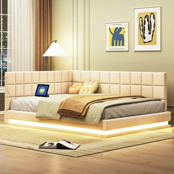 Velvet vuodesohva 140x200cm - LED- ja USB-liitännällä - Beige