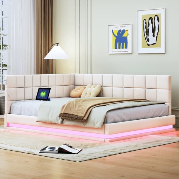 Velvet vuodesohva 140x200cm - LED- ja USB-liitännällä - Beige