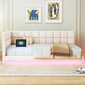 Pikkukuva 1 / 8: Velvet vuodesohva 140x200cm - LED- ja USB-liitännällä - Beige