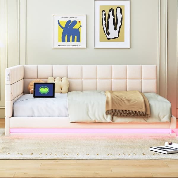 Velvet vuodesohva 140x200cm - LED- ja USB-liitännällä - Beige