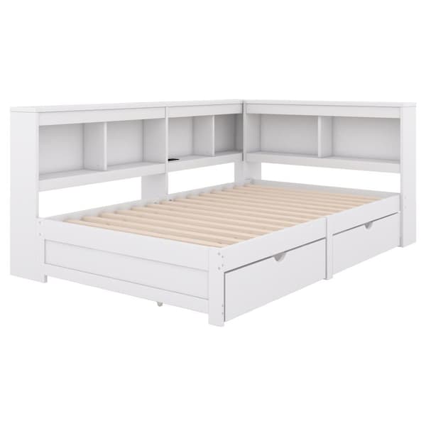 90 x 200 cm daybed - med USB-porte og opbevaringsplads - hvid