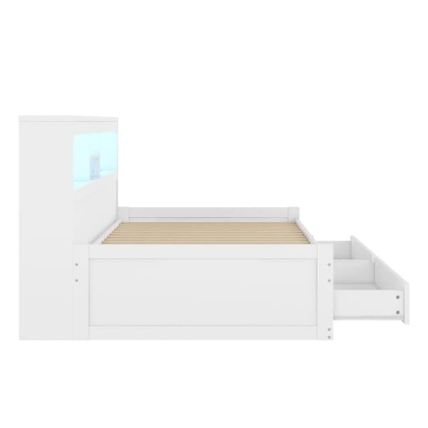 Sohvasänky 90 x 200 cm - USB-liitännällä ja 2 laatikolla - sälerunko - valkoinen