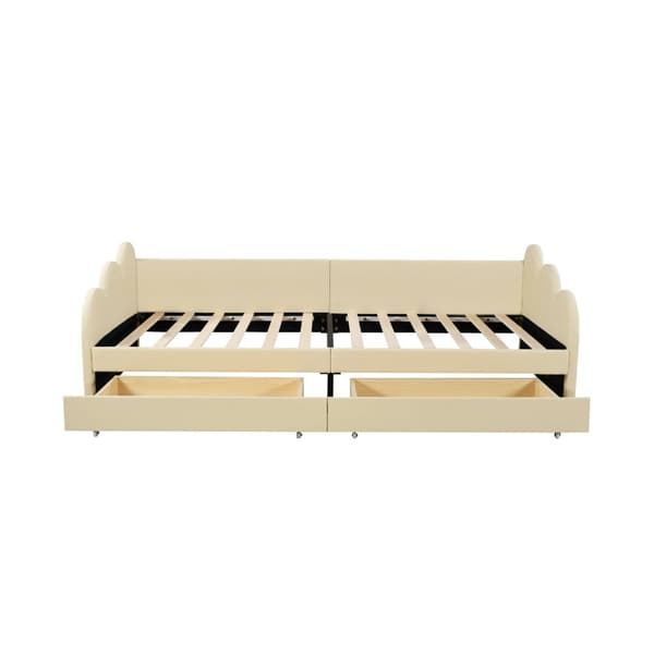 Upplysta banketter Rembourré och Similicuir 90x200cm - med 2 tiroirs - Beige
