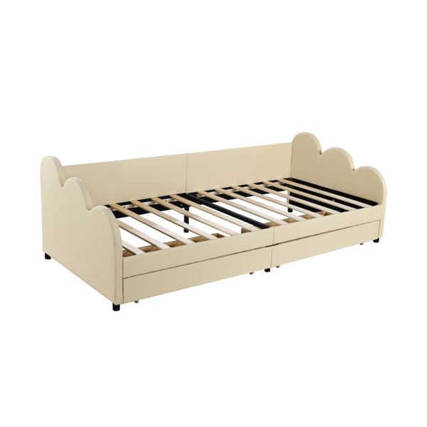 Upplysta banketter Rembourré och Similicuir 90x200cm - med 2 tiroirs - Beige