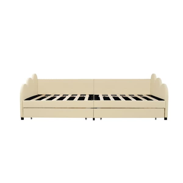 Upplysta banketter Rembourré och Similicuir 90x200cm - med 2 tiroirs - Beige