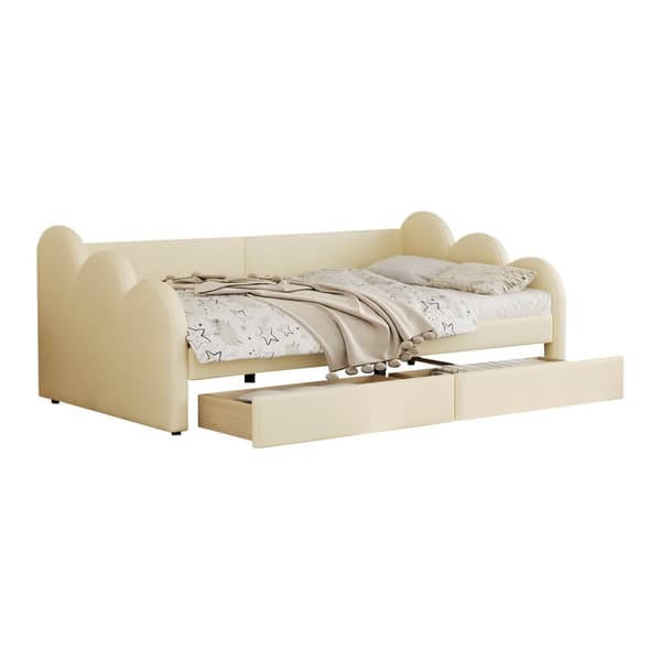 Upplysta banketter Rembourré och Similicuir 90x200cm - med 2 tiroirs - Beige