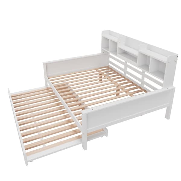 Nestsoffa 140x200 cm - nestsäng 90x190 cm - med förvaringsutrymme - lamellram - massiv furu - vit (madrass ingår ej)