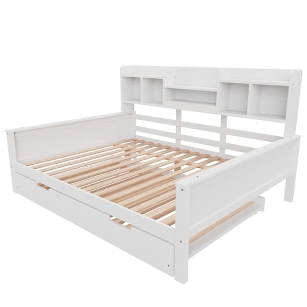 Nestsoffa 140x200 cm - nestsäng 90x190 cm - med förvaringsutrymme - lamellram - massiv furu - vit (madrass ingår ej)