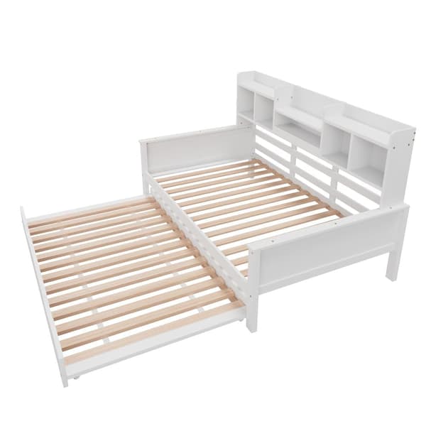 Nest sofa 90x200 cm - redeseng 90x190 cm - med opbevaringsplads - lamelbund - massivt fyrretræ - hvid (madras medfølger ikke)