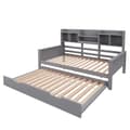 Miniatyrbillede 4 af 8: Nest sofa 90x200 cm - redeseng 90x190 cm - med opbevaringsplads - lamelramme - massivt fyrretræ - grå (madras medfølger ikke)
