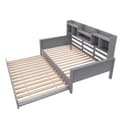 Miniatyrbillede 6 af 8: Nest sofa 90x200 cm - redeseng 90x190 cm - med opbevaringsplads - lamelramme - massivt fyrretræ - grå (madras medfølger ikke)