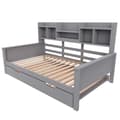 Miniatyrbillede 7 af 8: Nest sofa 90x200 cm - redeseng 90x190 cm - med opbevaringsplads - lamelramme - massivt fyrretræ - grå (madras medfølger ikke)