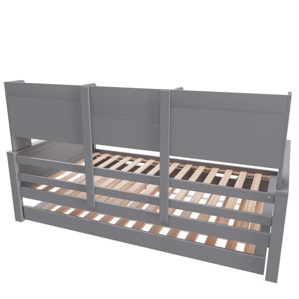 Nest sofa 90x200 cm - redeseng 90x190 cm - med opbevaringsplads - lamelramme - massivt fyrretræ - grå (madras medfølger ikke)