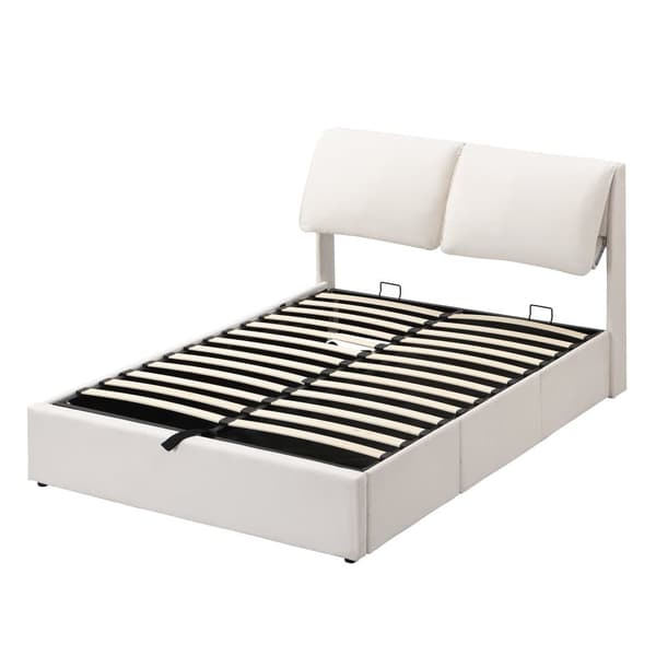 Stoppad säng 140x190 cm - med tre lådor - sängram med lamellram - sammet - beige (madrass ingår ej)