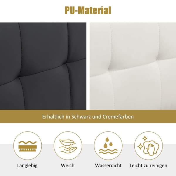 Seng med opbevaringsplads 180x200 cm - lavet af kunstlæder - sengegavl med opbevaringsplads - sort
