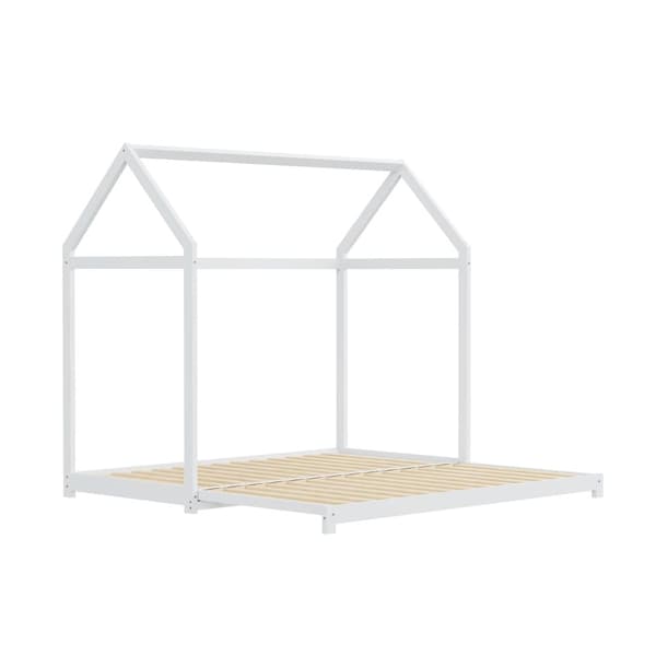 Udtræksseng - 90(180) x 190 cm - Sovesofa med lamelbund - Hvid