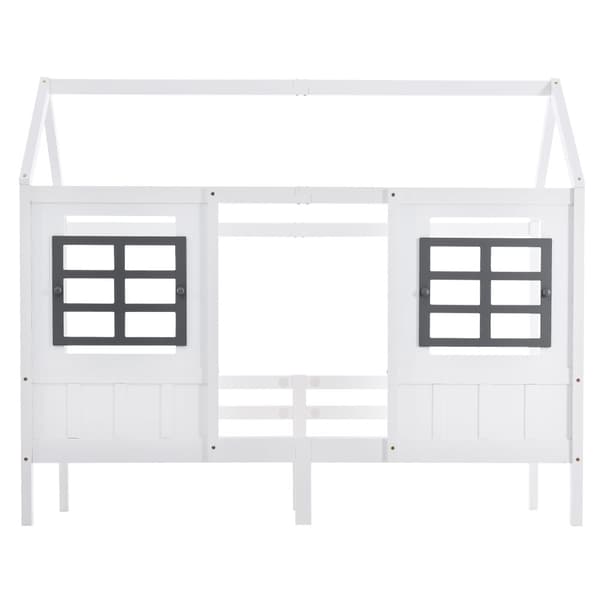 Loftsäng av massivt furuträ - 90 x 200 cm - med lamellram - vit