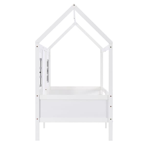 Loftsäng av massivt furuträ - 90 x 200 cm - med lamellram - vit