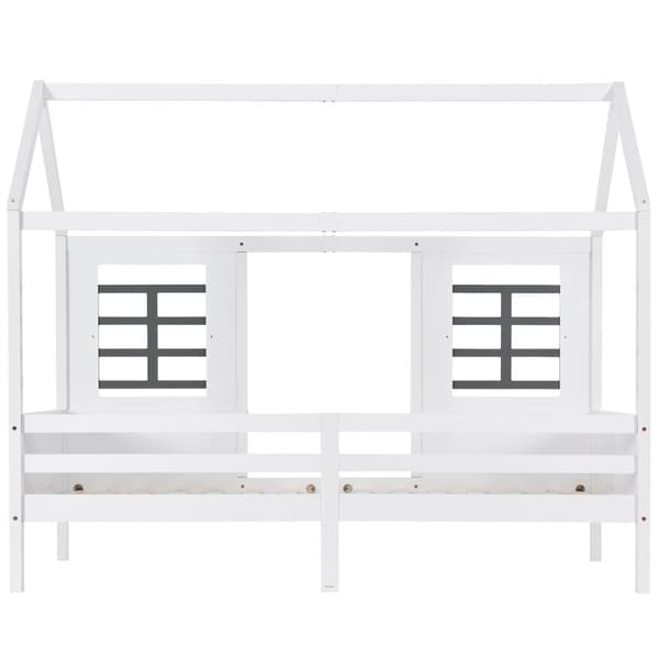 Loftsäng av massivt furuträ - 90 x 200 cm - med lamellram - vit