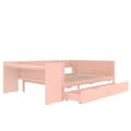 Miniatyrbild 8 av 11: Enkelsäng för barn 140x200 cm - med skrivbord - med 2 lådor - med hyllor - massivt trä - rosa (utan madrass)