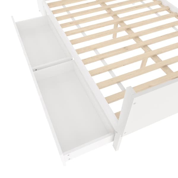 Enkeltseng til børn 140x200 cm - med skrivebord - med 2 skuffer - med hylder - massivt træ - hvid (uden madras)