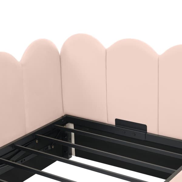 Sovesofa med opbevaringsplads - Fløjlsstof - 90x190 cm - Med Ramme - Pink