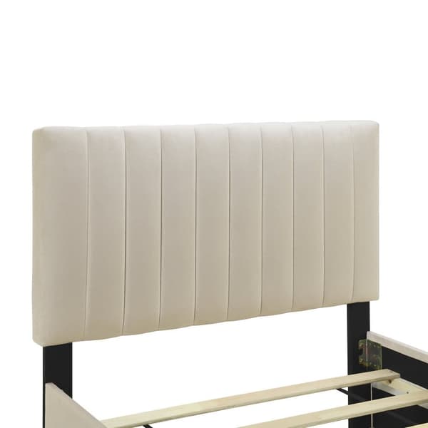 Stoppad säng 90x190cm i sammet - med utdragbar säng 90x190cm - Beige