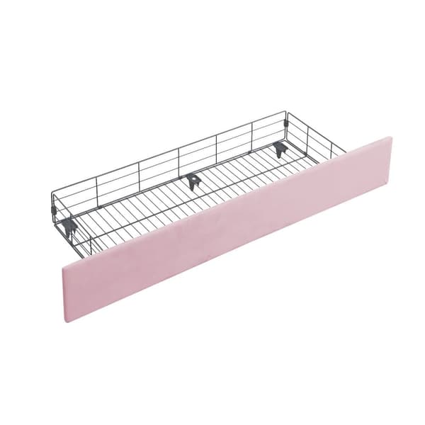 Dobbeltseng med fløjlsbetræk 160 x 200 cm - med LED og USB-opladningstilslutning - med stor skuffe - Pink