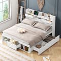 Miniatyrbillede 1 af 8: EU53210567AAK Voksenseng af MDF 180 x 200 cm - med skuffetilslutning og multifunktionel opbevaringsplads - hvid