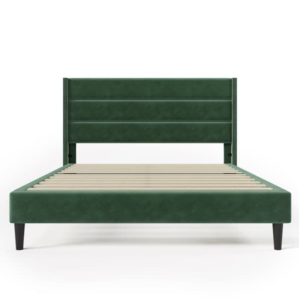 Seng betrukket med fløjl - 140 x 200 cm - Moderne stil - Grøn