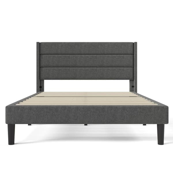 Polstret seng med hør - 140 x 200 cm - Moderne stil - Grå