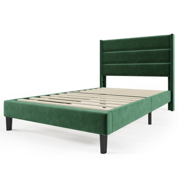 Sammetsklädd säng - 90 x 200 cm - modern stil - grön