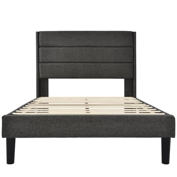 Klädd säng med linne - 90 x 200 cm - modern stil - grå