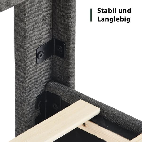 Klädd säng med linne - 90 x 200 cm - modern stil - grå