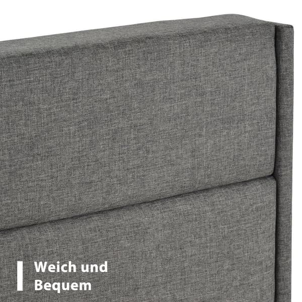 Klädd säng med linne - 90 x 200 cm - modern stil - grå