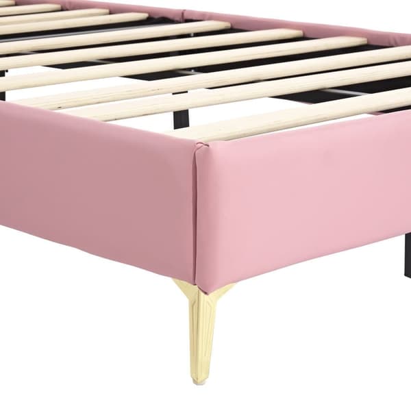 Barnsäng 90 x 200 cm i läderimitation - unik design - rosa och vit