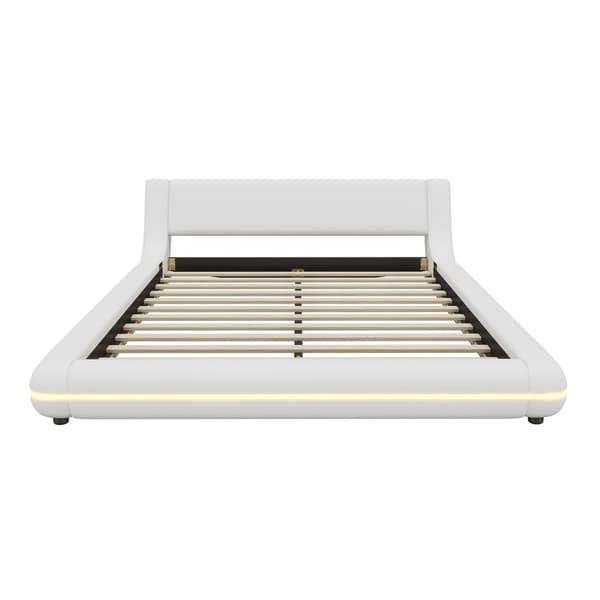 Vuxensäng 140x200cm med LED - PU-läder - vit