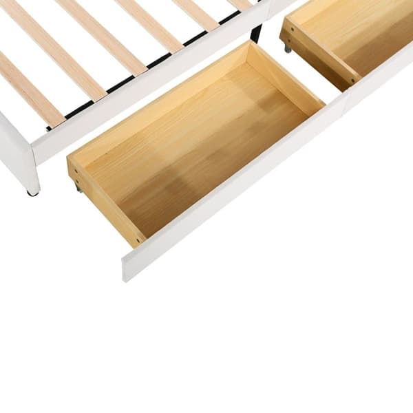 Sammetsklädd dubbelsäng med 4 lådor - 140 x 200 cm - blomformad huvudgavel - med lamellram - Beige