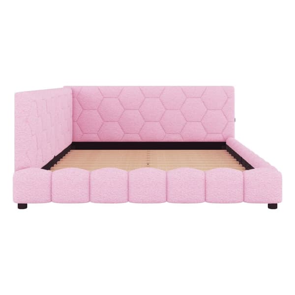 Dagbädd i sammet 140 x 200 cm - med LED och USB-anslutning - Rosa