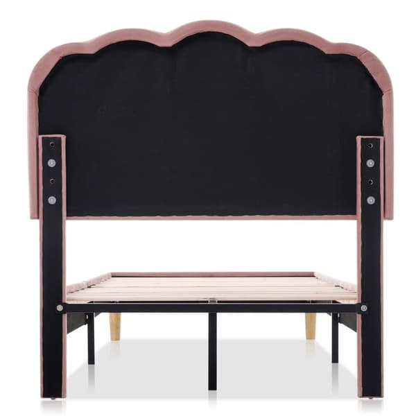 90 x 190 cm seng med fløjlsbetræk - med LED og lamelramme - Pink