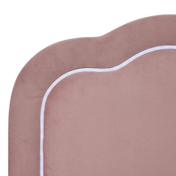 90 x 190 cm seng med fløjlsbetræk - med LED og lamelramme - Pink
