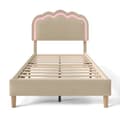 Pikkukuva 4 / 11: Sänky 90 x 190 cm, verhoiltu liinavaatteilla - LED-- ja sälekehys - Beige