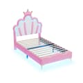 Miniatyrbillede 7 af 10: Børneseng 90x200cm med LED - Prinsesseseng med læderimiterede puder - Pink