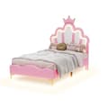 Miniatyrbillede 9 af 10: Børneseng 90x200cm med LED - Prinsesseseng med læderimiterede puder - Pink