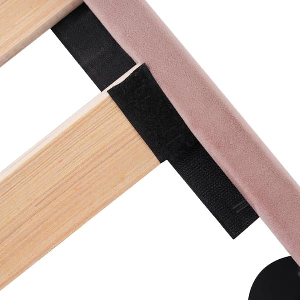 90 x 200 cm seng med fløjlsbetræk - med opladningstilslutninger og lamelbund - Pink