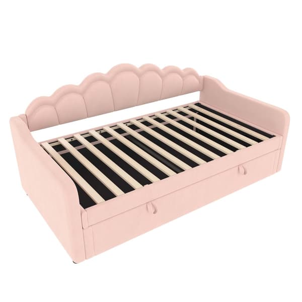 Bäddsoffa med förvaringsutrymme 90x200 cm - Färgskiftande LED-belysning - Sammet - Rosa (utan madrass)