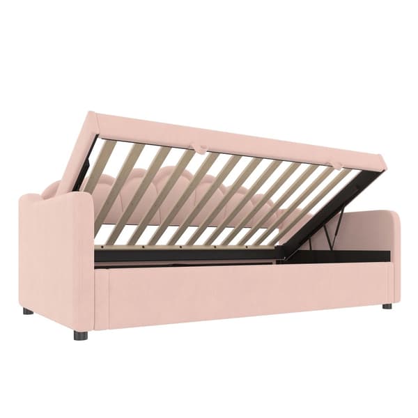 Bäddsoffa med förvaringsutrymme 90x200 cm - Färgskiftande LED-belysning - Sammet - Rosa (utan madrass)
