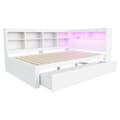 Pikkukuva 6 / 10: Massiivipuinen vuodesohva 140 x 200 cm - säilytyslokerolla - USB:llä - LED-valaistuksella + pistorasialla - valkoinen (ilman patjaa)